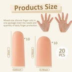 Gel Finger Cots, Silicone Finger Protectors, Fingertip Bandages Band-aids for Dry Skin, Cracked Fingertip Treatment,Thumb Protector Covers for Hand Eczema Finger Arthritis (20pcs)