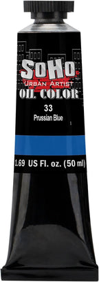 Soho Urban Artist Oil Paint - Prussian Blue, 50 ml Tube - Best Valued Oil Colors for Painting, Excellent Pigment Load