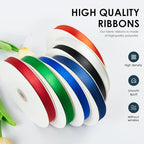 3/8" Wide x 100 Yards Single Face Polyester Satin Ribbon, Satin Ribbon for Crafts, Gift, Hair Bows, Wedding Party Decoration, Bow Making & Other Projects (Green)