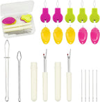 Lechchy Needle Threader for Hand Sewing & Sewing Machine - 10 Simple Needle Threaders for Embroidery Floss + 2 Seam Rippers + 2 Drawstring Threaders + 5 Needles