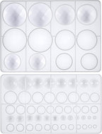 FUNSHOWCASE Cabochon Gem Resin Silicone Molds for Cake Decoration, Polymer Clay, UV Epoxy Urethane Polyresin Jewelry Making, Faceted and Round Domes Set of 2 Trays Circle Diameter 0.2-2.3inch