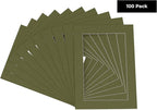 5x7 Mat for 8.5x11 Frame - Precut Mat Board Acid-Free Show Kit with Backing Board, and Clear Bags Dill Green 5x7 Photo Matte Made to Fit a 8.5x11 Picture Frame Matboard for Framing, Pack of 100 Mats