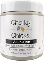 Chalky Chicks All-in-One Chalk Paint for Furniture or Cabinet - 8 Fl Oz - Matte Finish Wolf Gray (Gray/Beige) for Metal, Wood Furniture Paint - No Sanding All-in-One for Home Decor & Crafts, USA Made