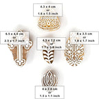 Wooden Indian Traditional Design Printing Stamps - Stamp Block for Printing Saree Border/Dresses/Craft Card Making/Scrapbook/Clay Pottery (Set of 5) Hashcart®