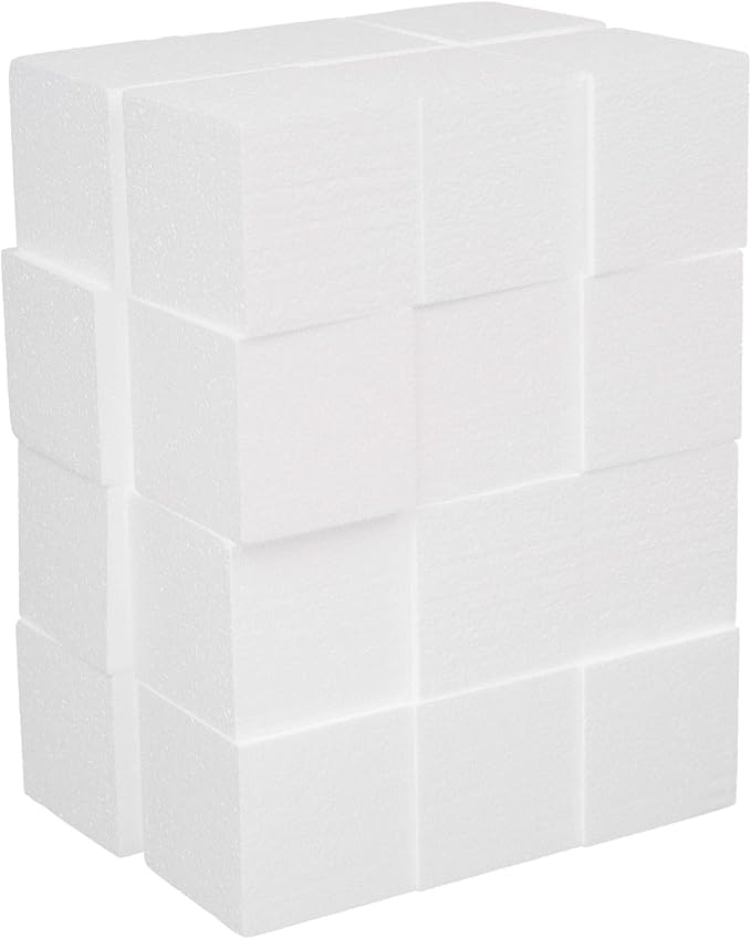 Crafare 2x2x2 Inch Foam Square Blocks 24Pack Mini Square Cubes for Sculpting Polystyrene Cubes for School Crafting Modeling Art Projects