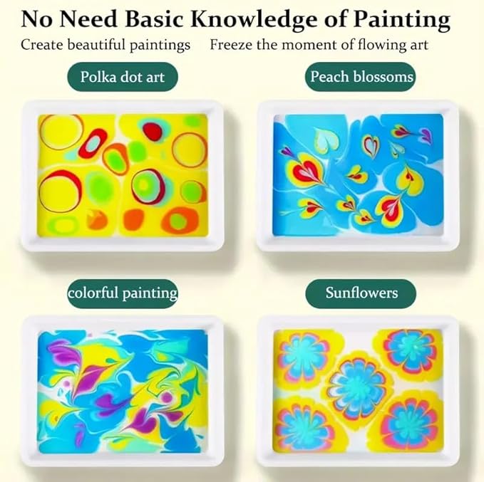 JAJADO 27 Pcs Water Marbling Paint Kit, Water Paint Marbling Ink & Turkish Marble Pattern Acrylic Pouring Floating Paint Art & Crafts Gifts for Christmas, Halloween, Birthday
