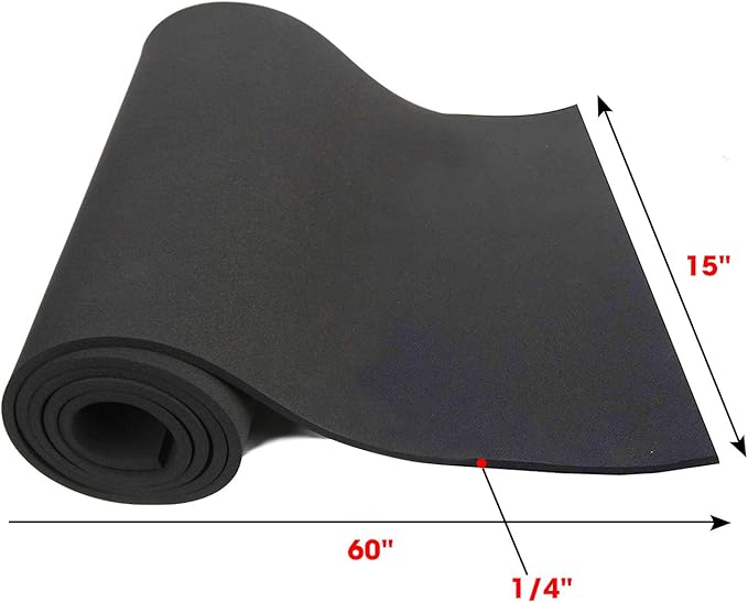 Dualplex Neoprene Sponge Foam Rubber Sheet Roll, 15 X 60 Inch X 1/4" Thick, Perfect Cosplay Padding, DIY Project Sheet - Easy Cut Non-Adhesive Multi-Function Soundproof Rubber Foam