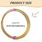 BENECREAT 19.6 Feet 22 Gauge Half Round Copper Wire 1.6mm Wide Brass Craft Wire, Jewelry Beading Wire for Earring Necklace Jewelry Making, Wire Wrapping,DIY Arts