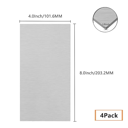 Welding Kit - 4Pack 6061 T651 Aluminum Sheet Metal 4" X 8" X 1/8 Inch Flat Plain Aluminum Plate Weld Practice kit for MIG, TIG, Stick, Arc, Gas and Brazing, Welding Practice kit for Beginners