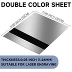5PCS Laser Engraving Double Color ABS Plastic Sheet,Two-Tone Laserable Engraving Plastic Sheets for Name Badge,Office Label,Laser Product,Size 11.73" x 11.73",Mirror Silver/Black