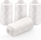 Serger Thread Cones 4 Pack of 3000 Yards Each, All Purpose White Sewing Thread, Polyester Thread 40S/2 White Thread for Sewing Serger&Overlock, Quilting, Piecing, Sewing Machine