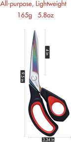LIVINGO Fabric Scissors Heavy Duty - 9.5 Inches Professional Titanium Coated Forged Stainless Steel Sharp Bent Shears for Sewing Crafting Cutting Cloth, Felt, Leather, Paper