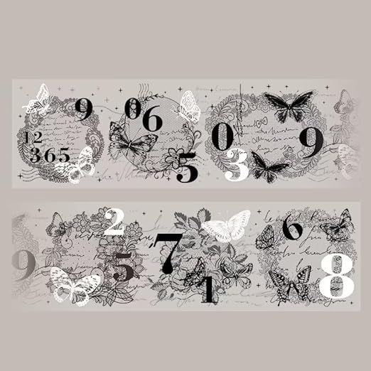 3pcs Vintage Lace Tape Cutout Art Lace Black White Stickers Roll Sticker PET Reusable Exquisite Lace Butterflies Floral Pattern Tape for DIY Scrapbook Album Journal Photo Frames Decor