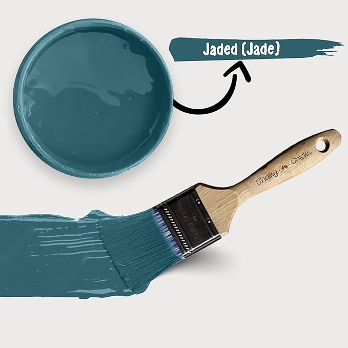 Chalky Chicks All-in-One Chalk Paint for Furniture or Cabinet - 8 Fl Oz - Matte Finish Jaded (Jade) for Metal, Wood Furniture Paint - No Sanding All-in-One for Home Decor & Crafts, USA Made