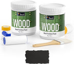 DWIL Matte Finish Furniture Paint - 64 Oz Wood Paint for Cabinets, Doors, Tables, and Dressers Refinishing - Water-Based, Non-Toxic & Odorless, Easy to Apply(Black)-With Tools