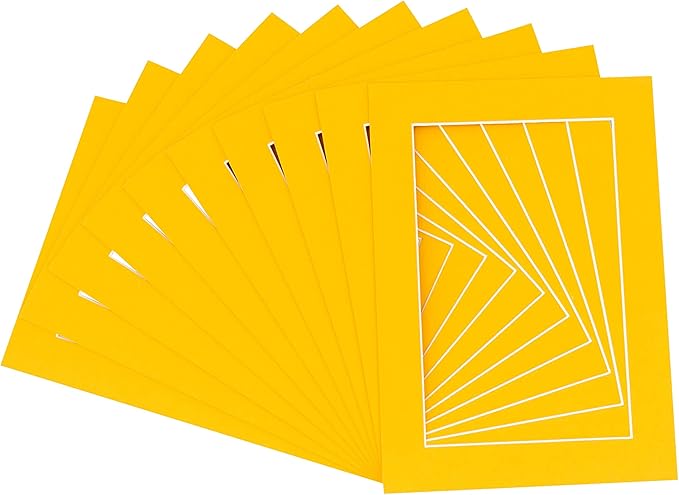 Pack of 25 Acid Free 11x14 Mats Bevel Cut for 8.5x11 Photos - Golden Orange Precut Matboards For Pictures, Photos, Framing - 4-ply Thickness