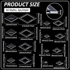 BENECREAT 16 Sizes Diamond Quilting Template, Acrylic Intricate Sewing Machine Ruler, Transparent Pressure Plate Router Template for DIY Hand Patchwork Cutting Craft, 6mm Thick