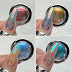 4 Colors Chameleon Chrome Nail Powder Kit, Metallic Mirror Effect Nail Glitter Aurora Iridescent Pearlescent Mermaid Pigment Dust for Gel Polish Nail Art Decoration, Resin Craft