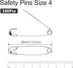 100 PCS 55mm / 2.2 Inch Heavy Duty Quilting Pins, Large Silver Metal Safety Pins for DIY Crafts, Jewelry Making, Baby Clothing