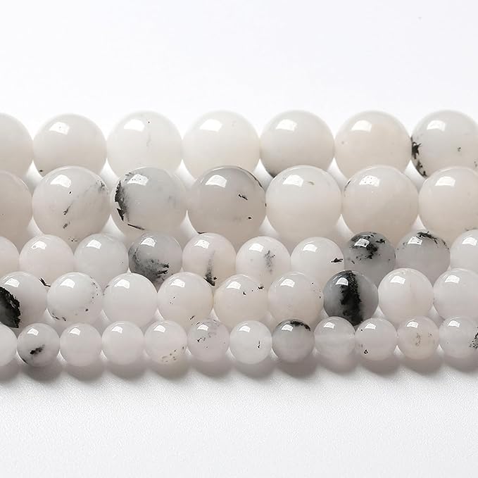 45pcs 8mm Natural Black Rutilated Quartz Crystal Jade Stone Beads for Jewelry Making Energy Healing Power Stone Beads DIY Bracelet Necklace Accessories 15" (8mm, Black Rutilated Quartz Jade)