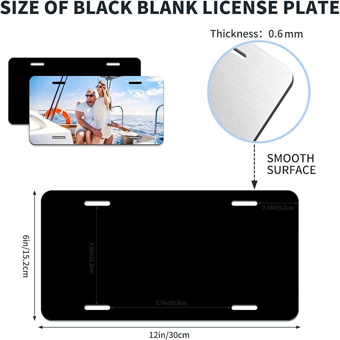 30 Pack 0.65mm Black Aluminum Plate Blanks for Custom Design Work - Automotive Blank Plates for Vinyl, UV Printing, Laser Engraving Personalized Metal Tags,6X12 Inch (30Pack)