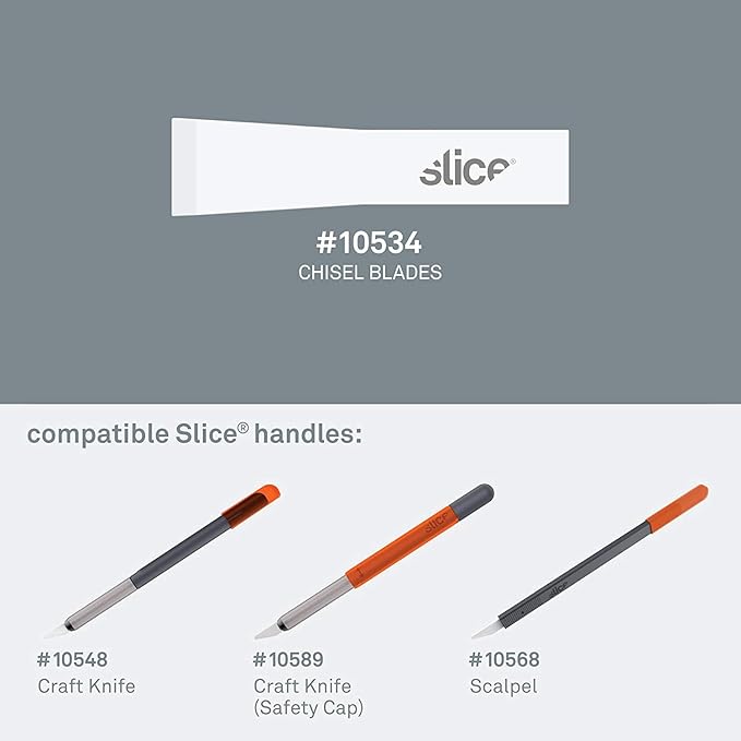 Slice 10534-CS Chisel Blades, Ceramic Blade Lasts 11x Longer Than Metal, Finger Friendly Edge, 24 Blades, White