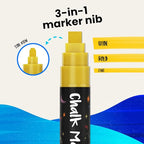 10mm Metallic Chalk Markers (10 Pack) Liquid Chalk Pens - For Blackboards, Chalkboard, Bistro Menu, Window - Wet Wipe Erasable Car Window Markers - 10mm 3-in-1 Wide Nib