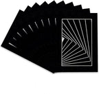 Pack of 25 Acid Free 11x14 Mats Bevel Cut for 8.5x11 Photos - Black Suede Precut Matboards With Backing Boards and Clear Photo Mat Bags For Pictures, Photos, Framing - 4-ply Thickness