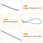 MECCANIXITY Waxed Cord 0.5mm Waxed Polyester Cord 175 Yard Wax String for Bracelet Making, Necklaces, Beading, Jewelry Making and DIY Crafts(Light Grey)