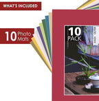 MBC Mat Board Center, Acid Free Pack of 10 11x14 Mixed Colors White Core Picture Mats for 8x10 Photos