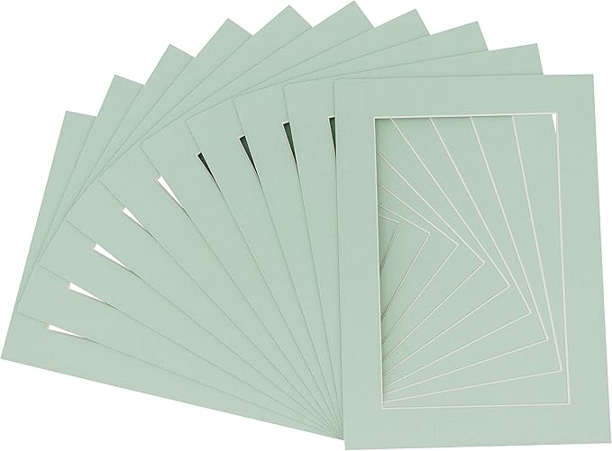 6x8 Mat for 8x10 Frame - Precut Mat Board Acid-Free Show Kit with Backing Board, and Clear Bags Honeydew Green 6x8 Photo Matte Made to Fit a 8x10 Picture Frame Matboard for Framing, Pack of 100 Mats