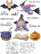 Halloween Clear Silicone stampReusable Stamp with Pumpkins, Skulls, Bats, Santa Claus, and Holiday Designs. Used for Making Cards, scrapbooks, and DIY templates (Halloween Witch)
