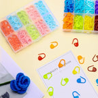 LUNARM 340 Pcs Stitch Ring Markers and Colorful Knitting Crochet Locking Counter Stitch Needle Clips with 2 Storage Boxes for Handicraft Weaving Sewing