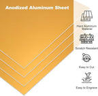 PATIKIL 3.3x2.1x1/32inch Anodized Aluminum Sheet, 5Pcs Metal Rectangle Aluminum Plate 0.8mm Thick Engraving Blanks for Laser Engraving DIY Decorative Crafting Home Decoration, Yellow