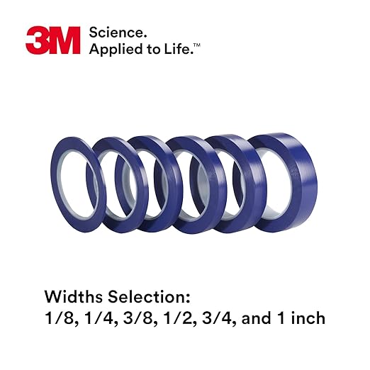 3M Vinyl Tape 471+, 1/8 in x 36 yd, Indigo, 1 Roll, Fine Line Tape for Paint Masking Striping, Color Separation and Complex Designs, High-Temperature, Stretch