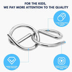 Metal Wire Puzzle 16-Piece Set with Pouch – IQ Test Brain Teaser Disentanglement Chinese Ring Fidget Toy for Kids & Adults – Portable Party Favor