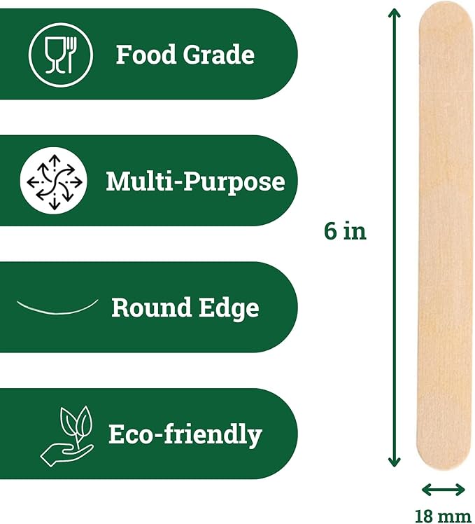 Jumbo 6 Inch Wooden Multi-Purpose Popsicle Sticks,Craft, Ice Cream, Wax, Waxing, Tongue Depressor Wood Sticks [5000 Count]