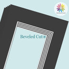 MBC Mat Board Center, 5 Pack 12x16 for 8.5x11 Black Picture Mats Frame Mattes, Bevel Cut, Acid Free, 4-ply Thickness