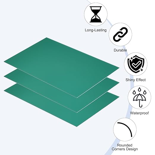 PATIKIL 6x10 Inch Anodized Aluminum Sheet Metal, 3Pcs Laser Plates Engraving Blanks 0.5MM Thin Rectangle for Crafting DIY House Laser Engraving, Green