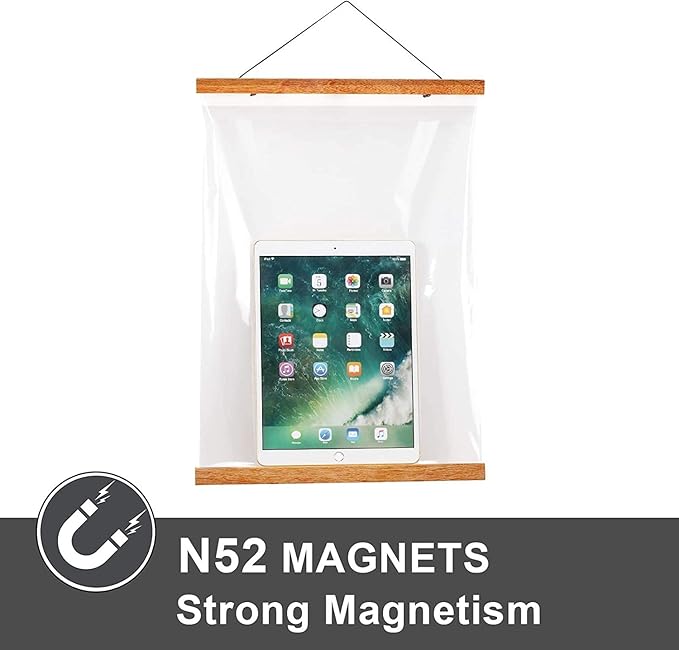 WITCOLOR 32" Wide Magnetic Poster Hanger Frame - 32x24 32x45 32x40 Wooden Poster Frame, Solid Teak Wood, Strong Magnets for Easy Hanging Posters Maps Pictures Canvas Scrolls Print Wall Art