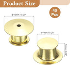 uxcell 40Pcs Metal Locking Pin Backs, Pin Keepers Locking Clasp Flat Head Clamp Needle Back Lock for DIY Brooch Crafts Badges Enamel Lapel, Gold