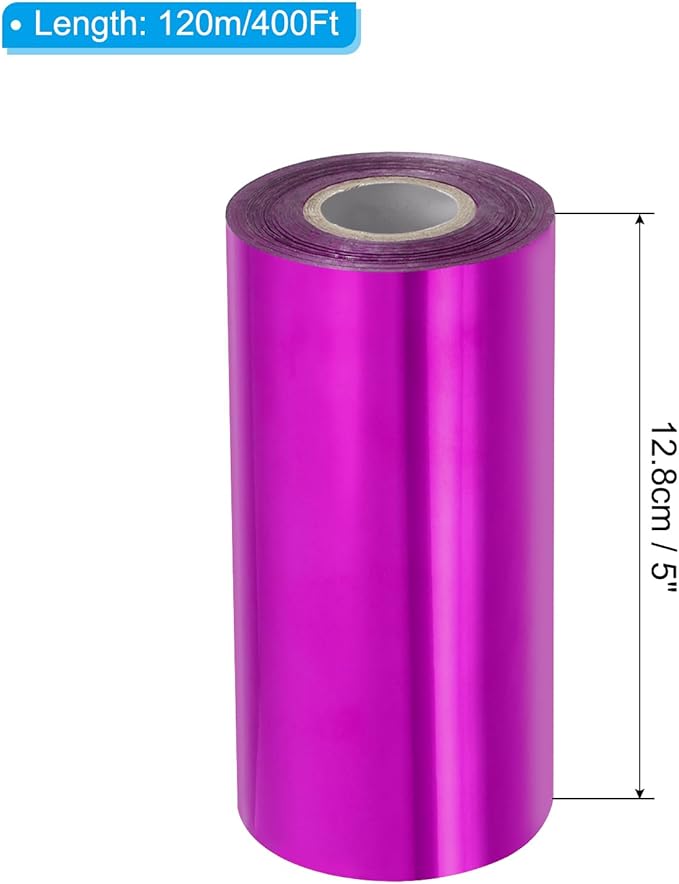 PATIKIL 5"x400Ft Hot Stamping Foil Paper, Heat Transfer Hot Stamping Paper Foil Roll for Leather DIY Logo Decor Craft Gift Package Scrapbook Card, Rose Purple