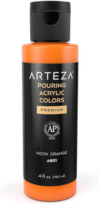 ARTEZA Acrylic Pouring Paint Set, 4 Orchid Colors, 4 oz Bottles, High-Flow Paint, No Mixing Needed, Art Supplies for Canvas, Glass, Paper, Wood, Tile, and Stones, Orchid Tones, 16 Fl Oz (Pack of 1)