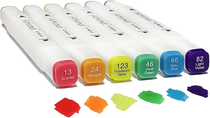 6pcs Multicolor Alcohol Markers Under 5 dallors, Dual Tips Art Markers Drawing Sketched Double Tipped for Kids Beginners Adults