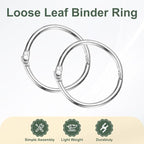 PATIKIL 1" x 1.18" Loose Leaf Binder Rings, 30 Pcs Metal Book Rings Nickel Keychain Ring for Paper Index Cards Flash Card Notebook Rings Office Home Book Binder, Silver