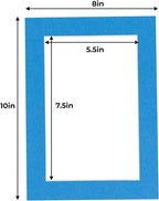 6x8 Mat for 8x10 Frame - Precut Mat Board Acid-Free Show Kit with Backing Board, and Clear Bags Bay Blue 6x8 Photo Matte Made to Fit a 8x10 Picture Frame Matboard for Framing, Pack of 100 Mats