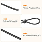 MECCANIXITY Waxed Cord 3mm Waxed Polyester Cord 44 Yard Wax String for Bracelet Making, Necklaces, Beading, Jewelry Making and DIY Crafts(Black)