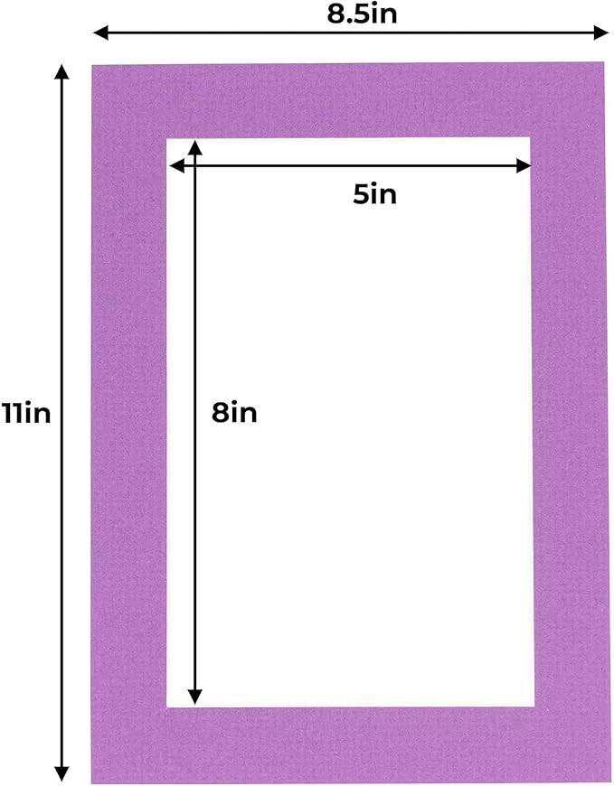 5.5x8.5 Mat for 8.5x11 Frame - Precut Mat Board Acid-Free Dark Purple 5.5x8.5 Photo Matte For a 8.5x11 Picture Frame, Premium Matboard for Family Photos, Show Kits, Art, Picture Framing, Pack of 1 Mat