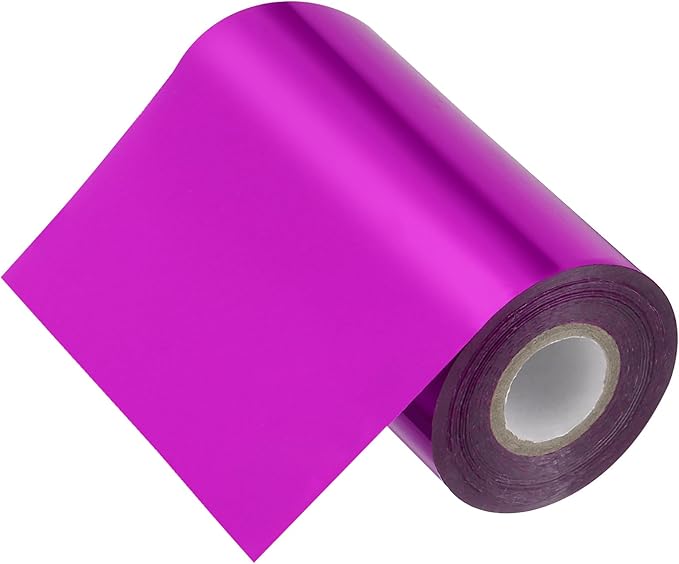 PATIKIL 5"x400Ft Hot Stamping Foil Paper, Heat Transfer Hot Stamping Paper Foil Roll for Leather DIY Logo Decor Craft Gift Package Scrapbook Card, Rose Purple