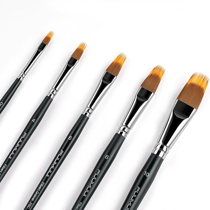5pcs Dual-Layer Grainer Brush Set- Fuumuui Professional Synthetic Filbert Comb Brushes for Unique Texture Painting Perfect for Artists Acrylic, Watercolor and Oil